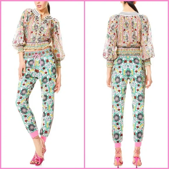 Alice + Olivia NYC Floral Slim Jogger Trouser Pant